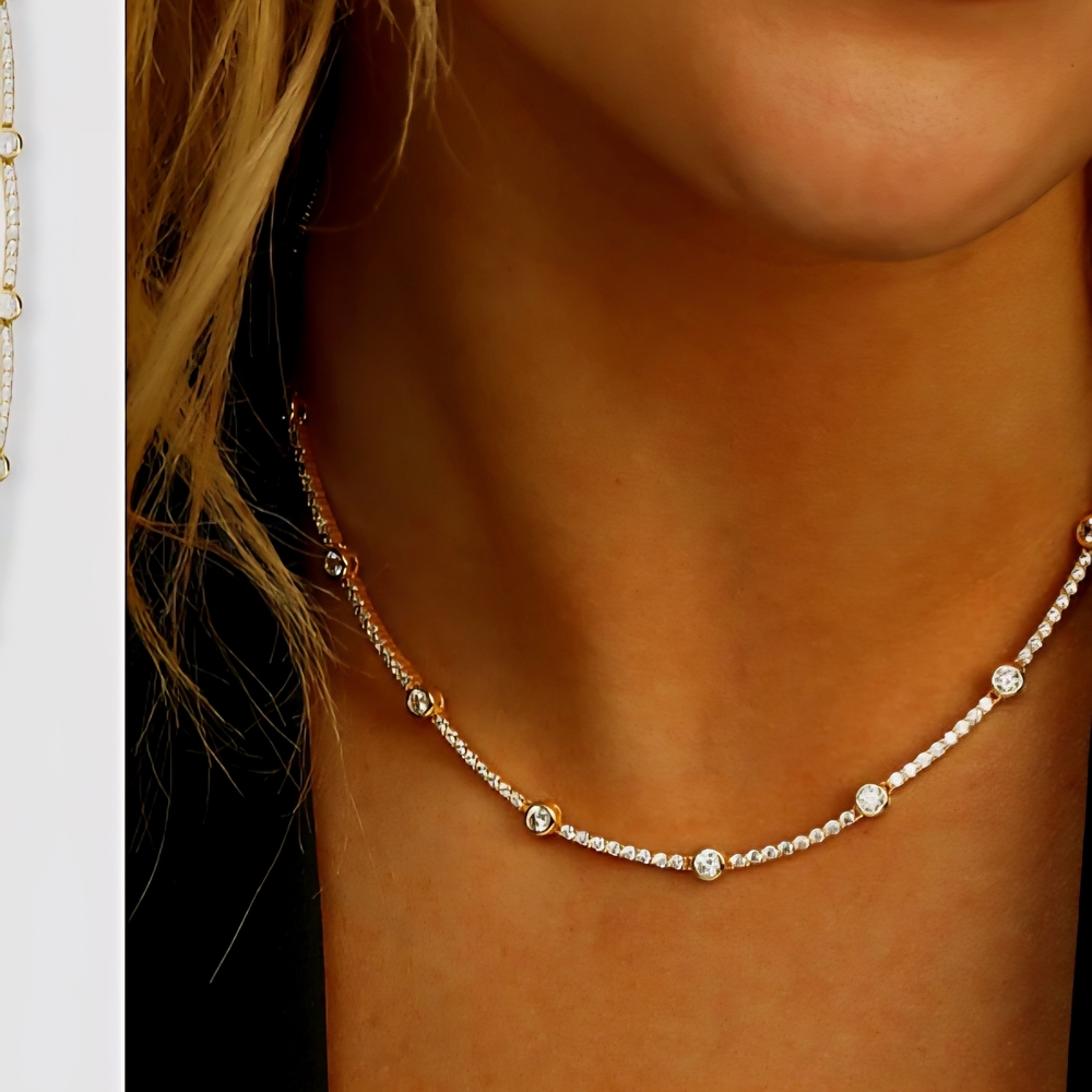 Melinda Maria Station Tennis Necklace